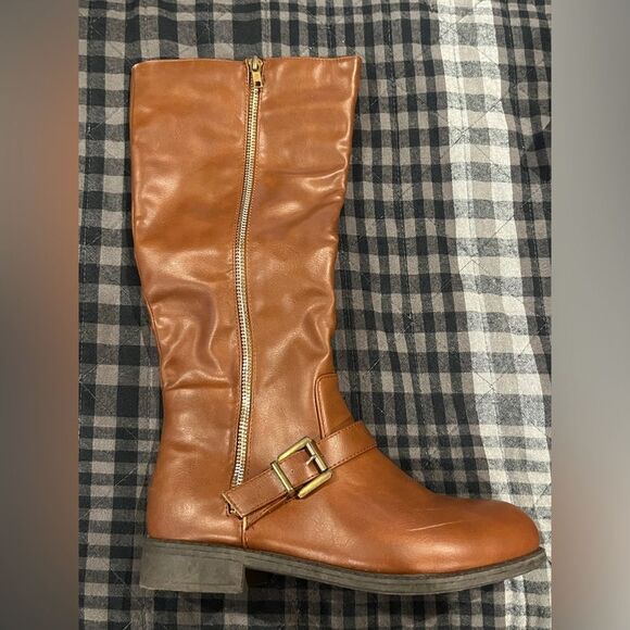 Wild Diva Mid Calf Cognac Boots - Picture 15 of 16